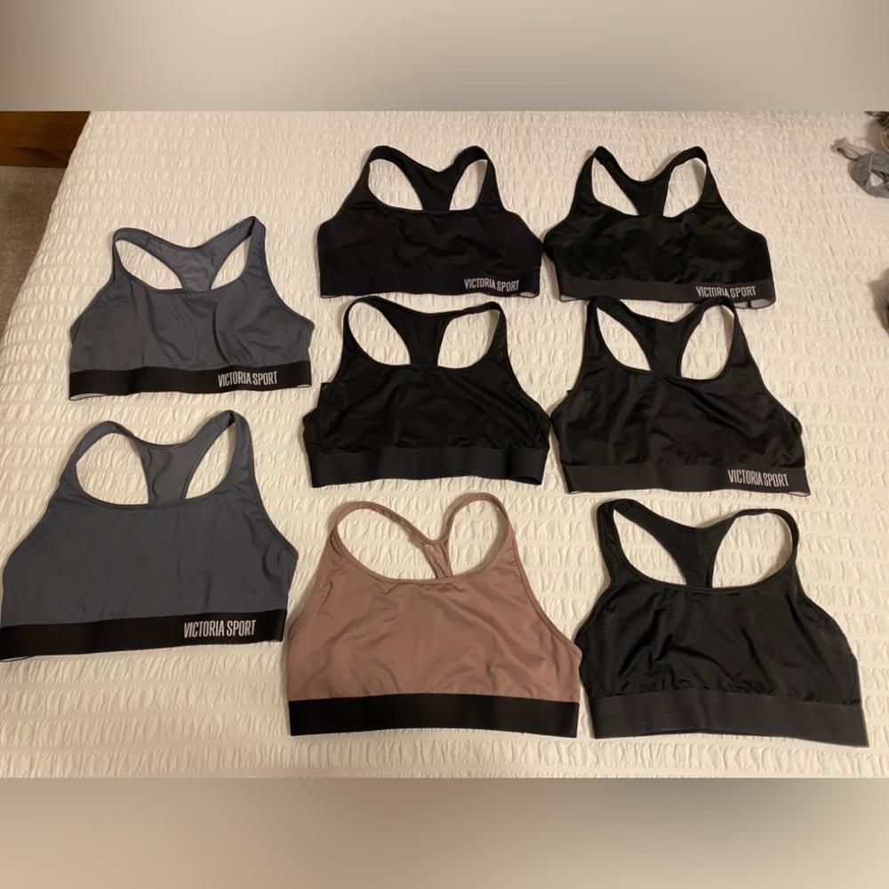 Eight (8) Victoria’s Secret The Player Sports Bras size large